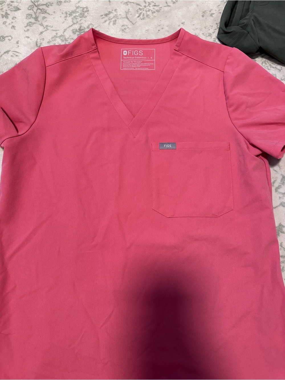 FIGS Men's V-Neck Scrub Top in Coral Pink